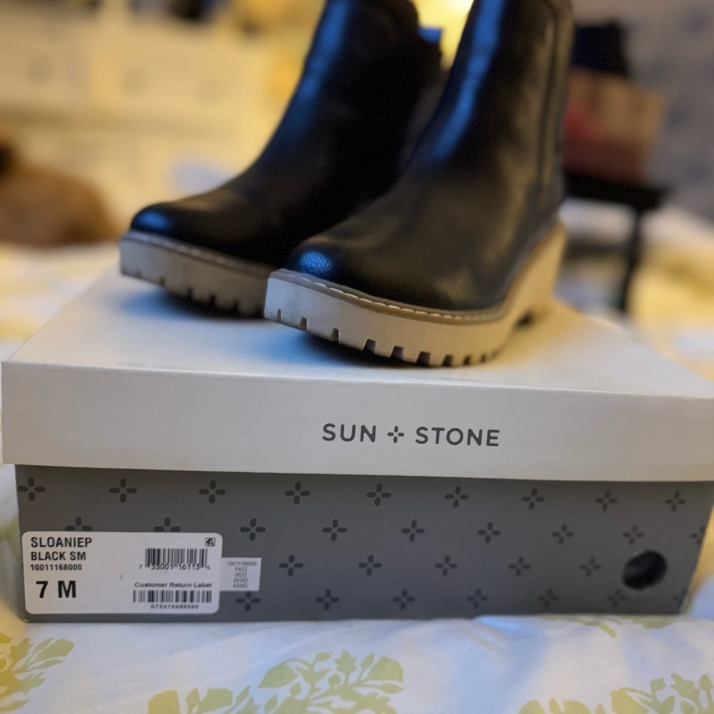 Sun + Stone Women's Black Ankle Boots
